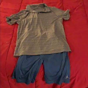 Champion Collar Shirt and Air Jordan Shorts Combo